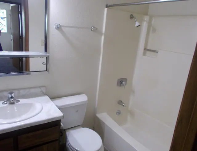 Bathroom with a tub and shower and a vanity